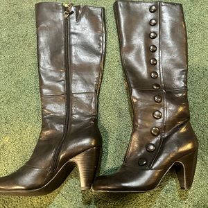 Leather knee high boots